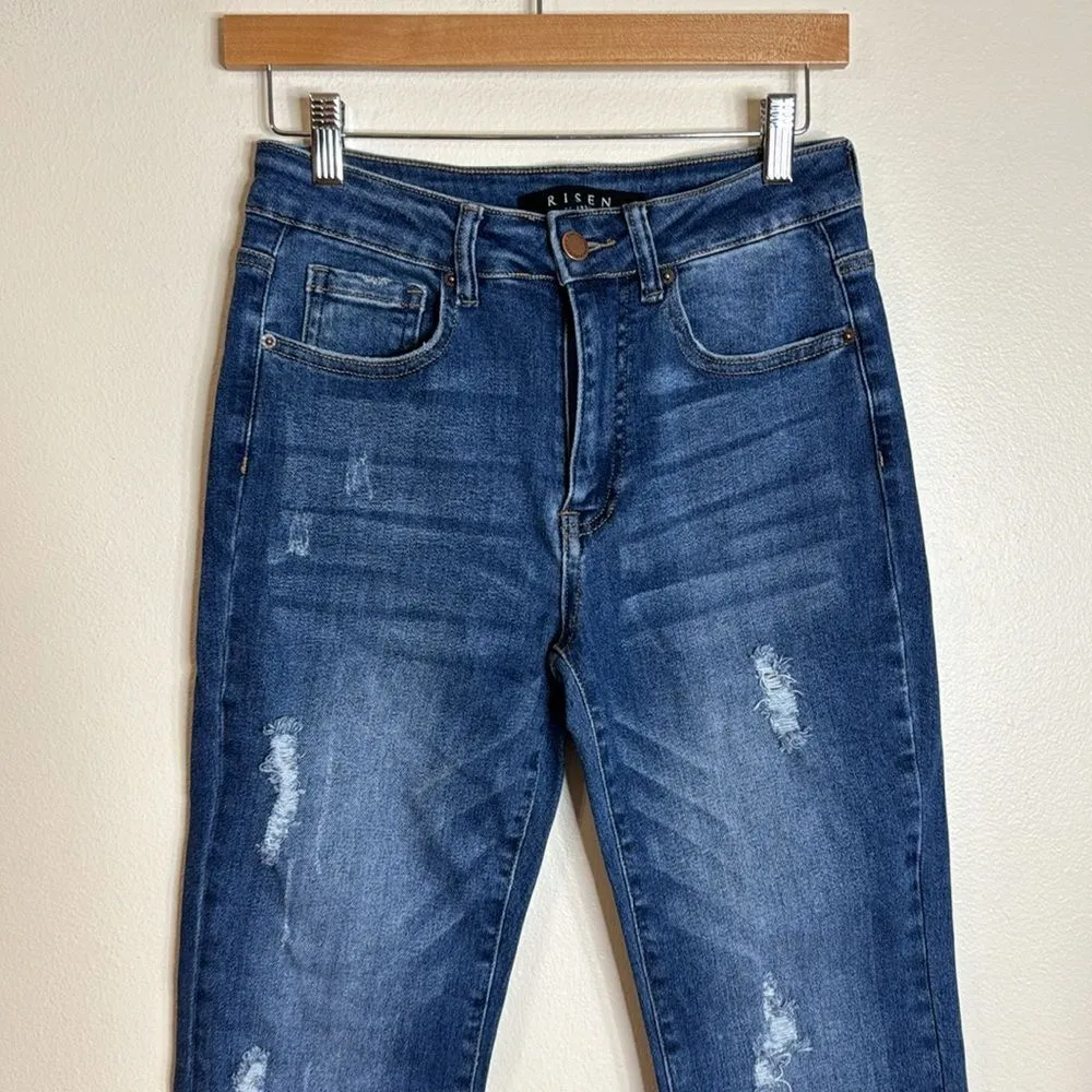 Risen Los Angeles ladies distressed fringe denim jeans size 27 Blue - Image 2