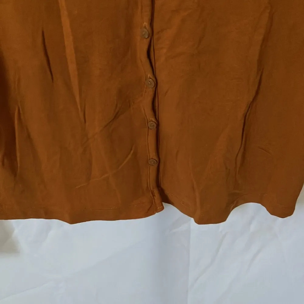 : Carmel colored cotton blend button down long sleeve top- S - Image 8