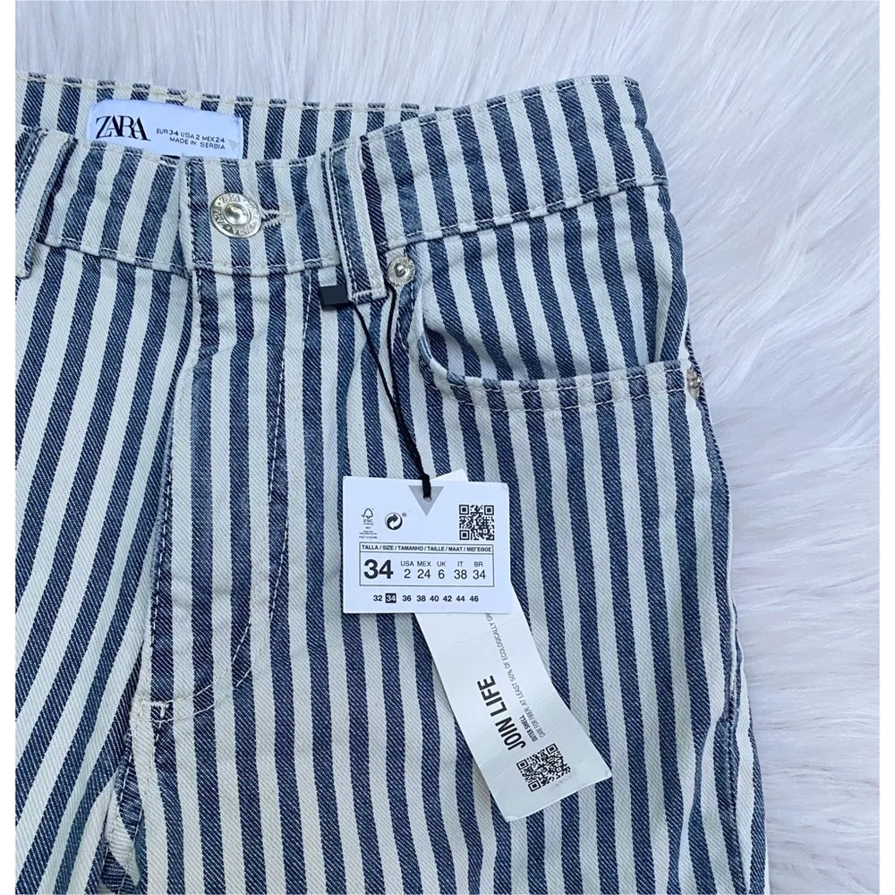 NWT Zara Striped Crop Jeans - Image 6