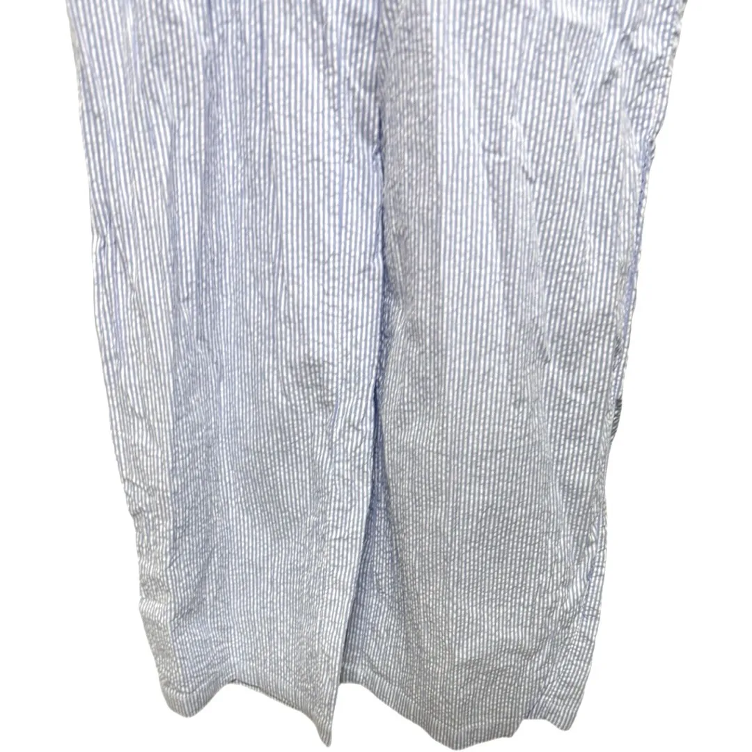 H&M Blue White Striped Pull on Elastic drawstring pants size XS beach vacation - Image 3