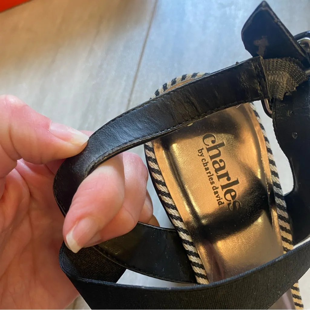 Charles by Charles David Straw Woven Wedges with Black Straps, women’s 10 - Image 15