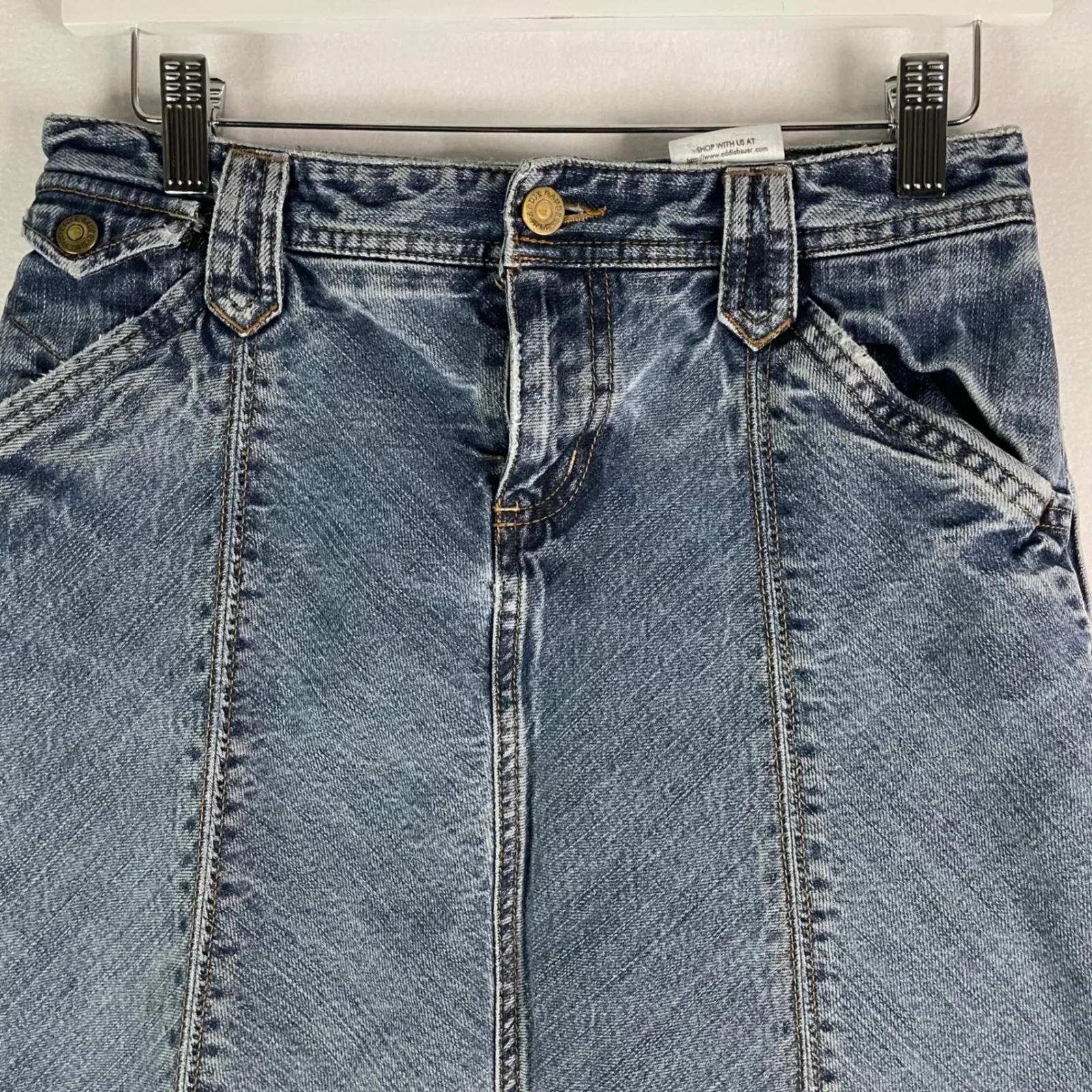 Eddie Bauer Denim‎ Skirt A-Line Pockets Casual Everyday Jean Skirt Sz 2 *FLAW - Image 3
