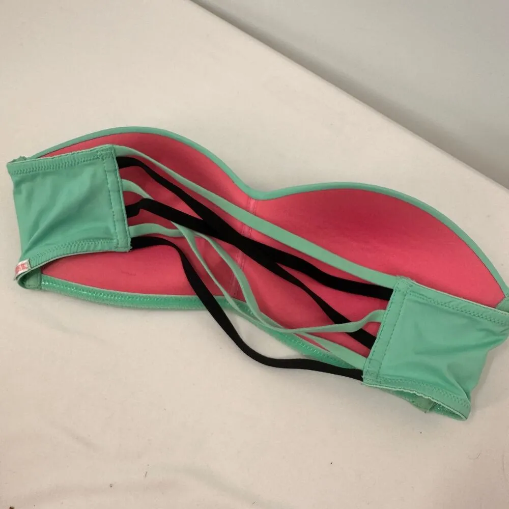 PINK Victoria's Secret Teal Mint Bandeau Wireless Bra Size Small - Image 6