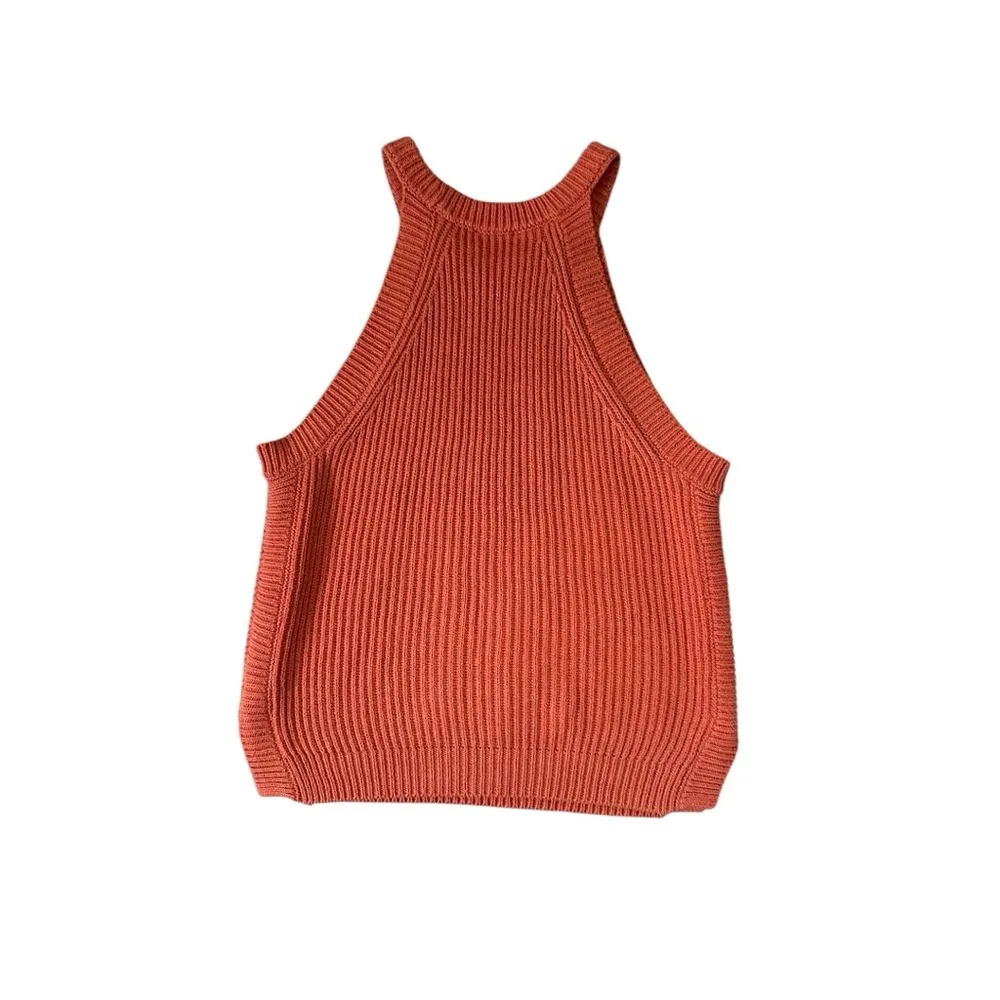 Freshman 1996 Knit Top Size Small Orange Cropped Tank Top - Image 2