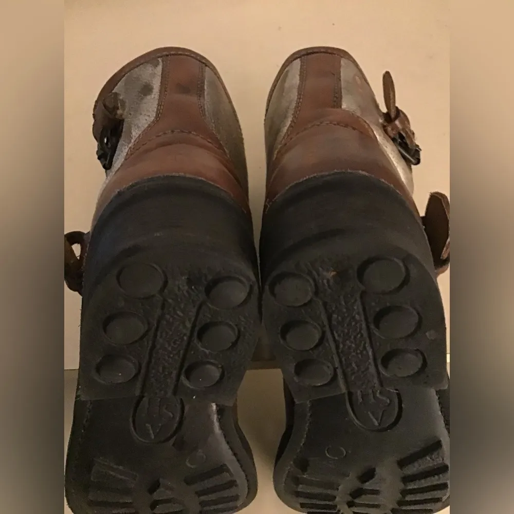 ASH women chestnut brown distressed leather biker harness boots Size 7.5 - Image 7