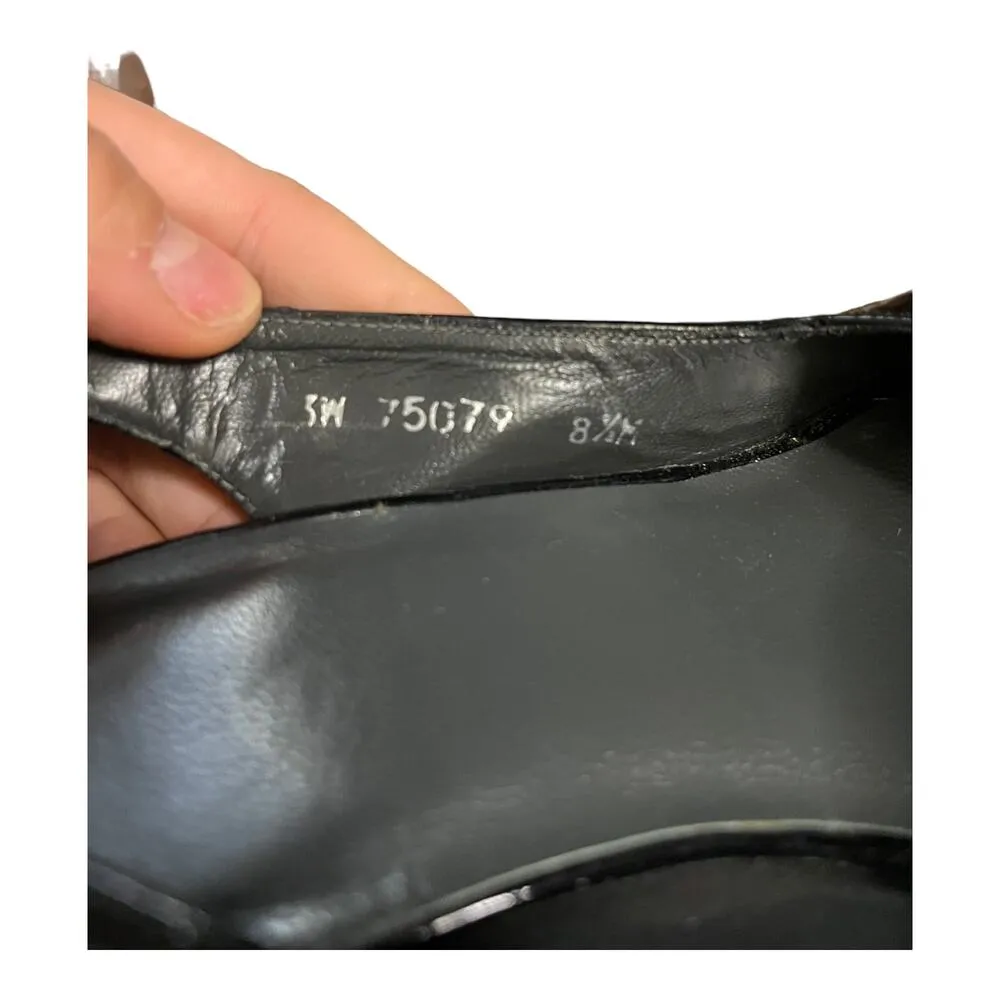 STUART WEITZMAN Platform Patent Leather Pumps Peep Toe Slingback Block Heels 8.5 - Image 7