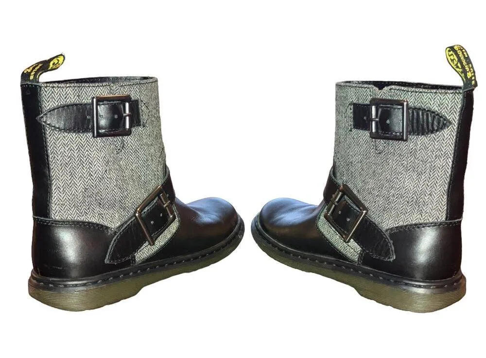 Dr. Martens Gayle Biker Boots with Houndstooth Black and White Tweed- EU 36 US 5 - Image 4
