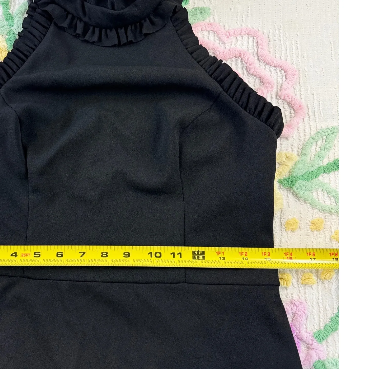 Xscape Black Halter Neck Ruffle High Slit Maxi Evening Gown Dress‎ Sz 12 - Image 6