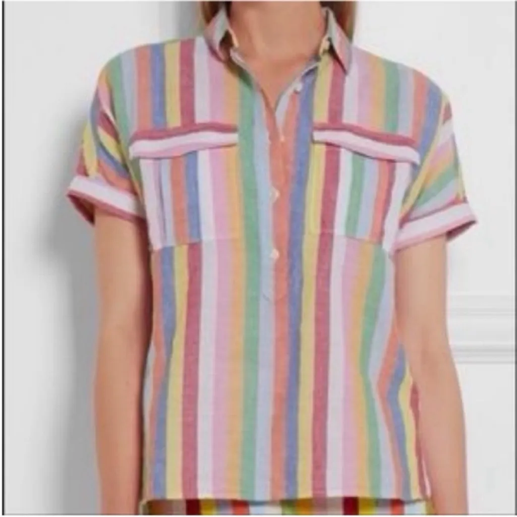 Banana Republic Pastel Striped Button-Down Shirt - Image 2