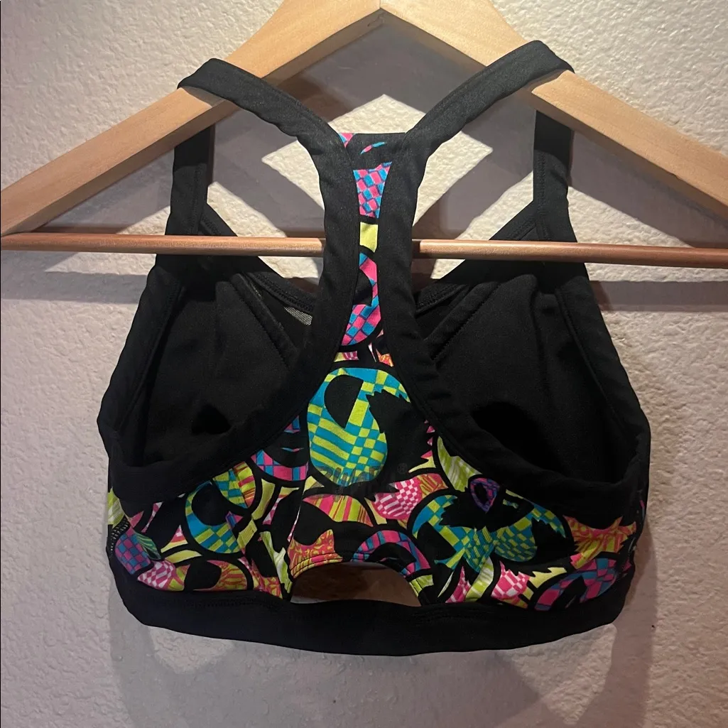 Zumba Women’s Zmoji Mesh Insert Sports Bra Colorful Workout Aerobics Small Black - Image 5