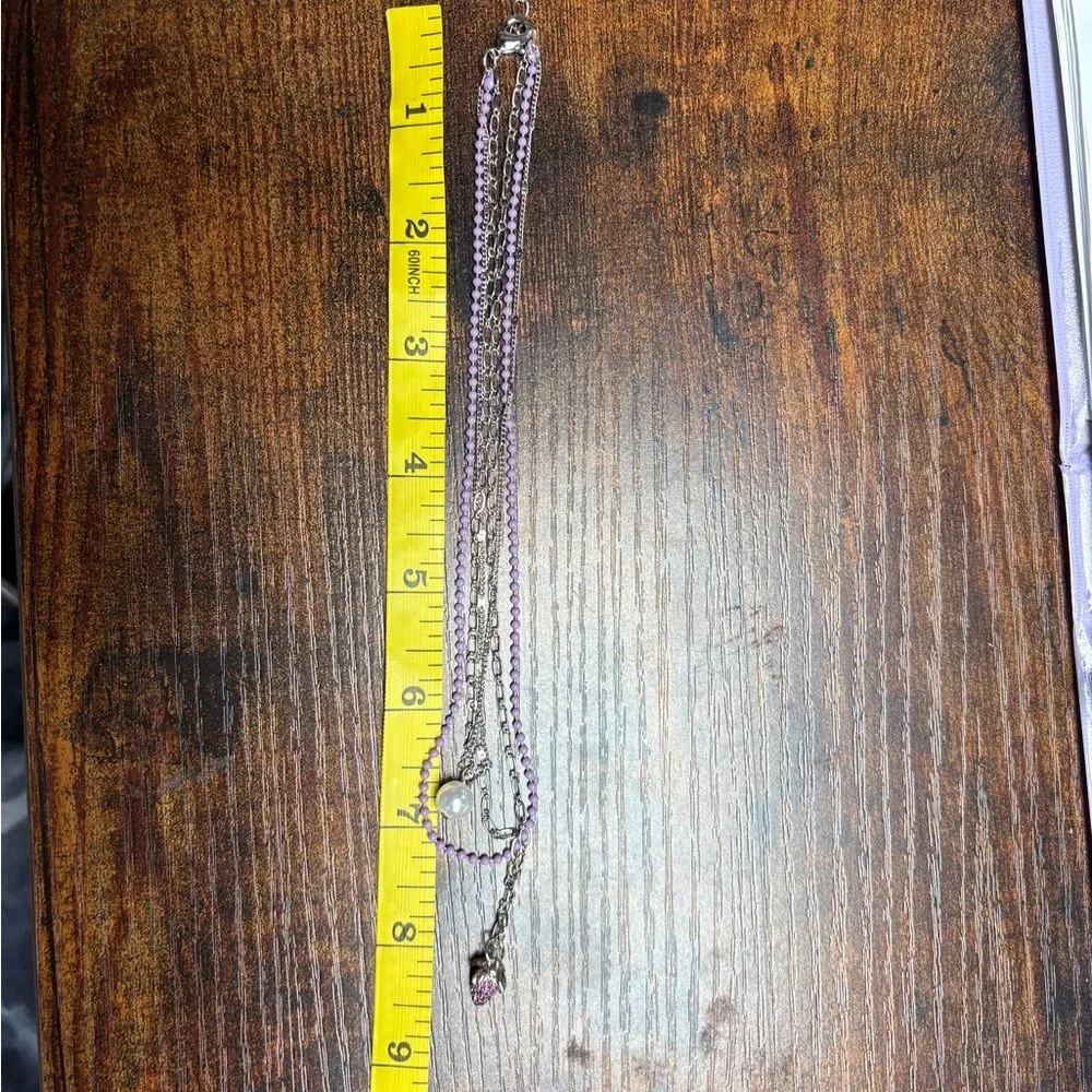 Arizona Jean Company Silver and Pink Strawberry Charm Layered Necklace - Image 4