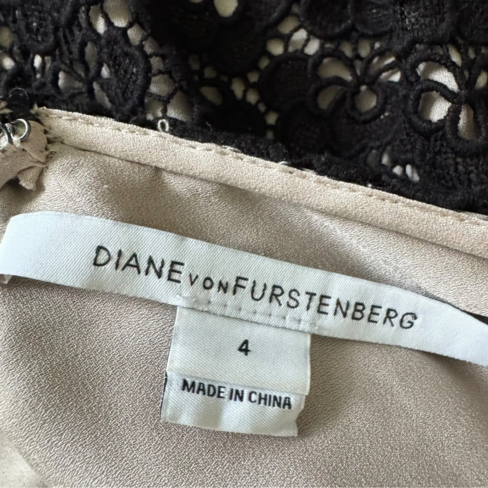 DIANE von FURSTENBERG DVF Sarita Acorn Lace Mini‎ Dress Sz 4 - Image 5