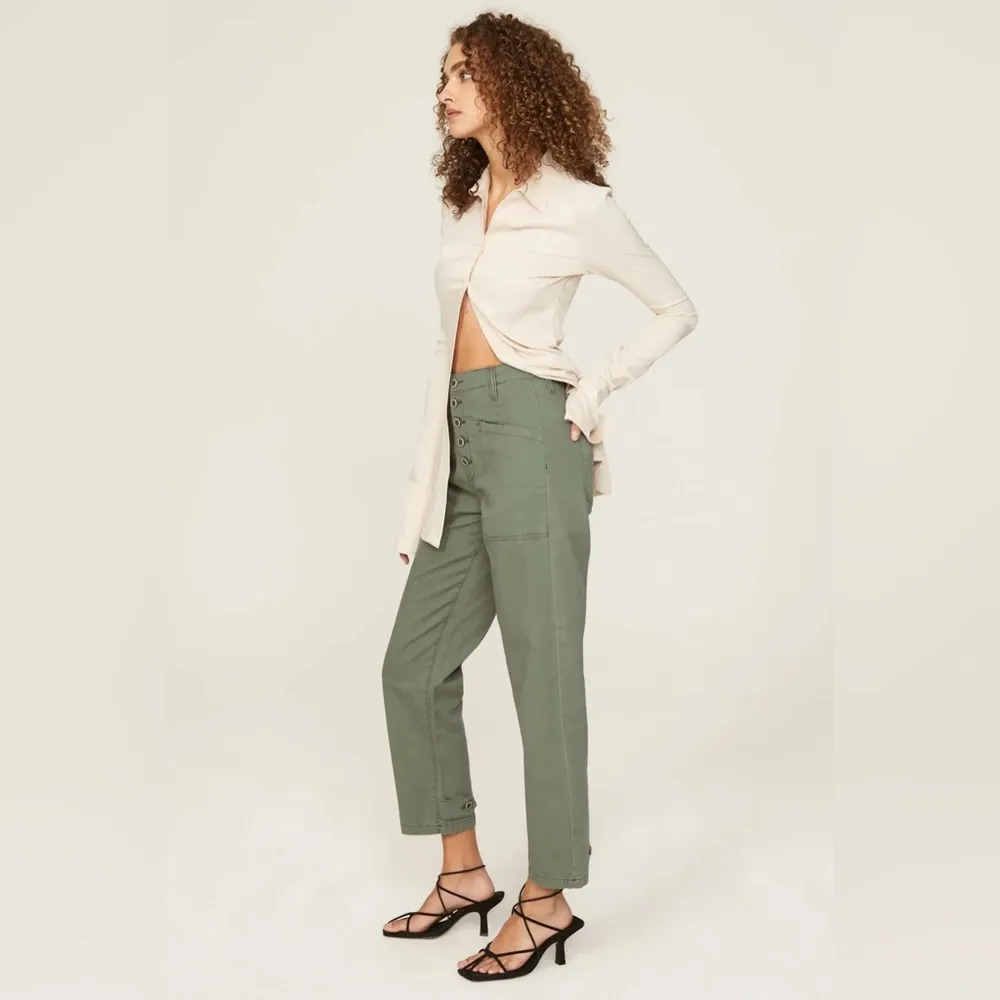 Pistola Tammy High Rise Trouser Utilitarian Button Fly Pants Colonel Army Green - Image 4