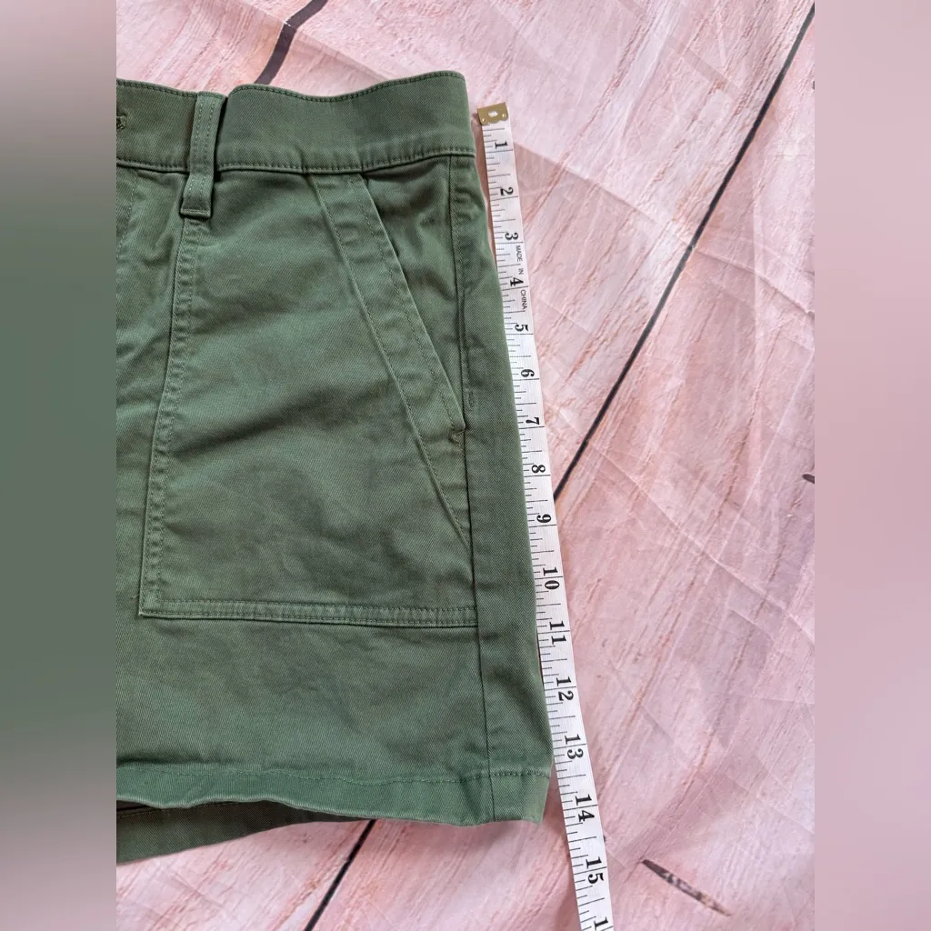 J Crew Women Utility Chino Shorts Size 28 High Waist Safari Beachy Preppy Green - Image 4