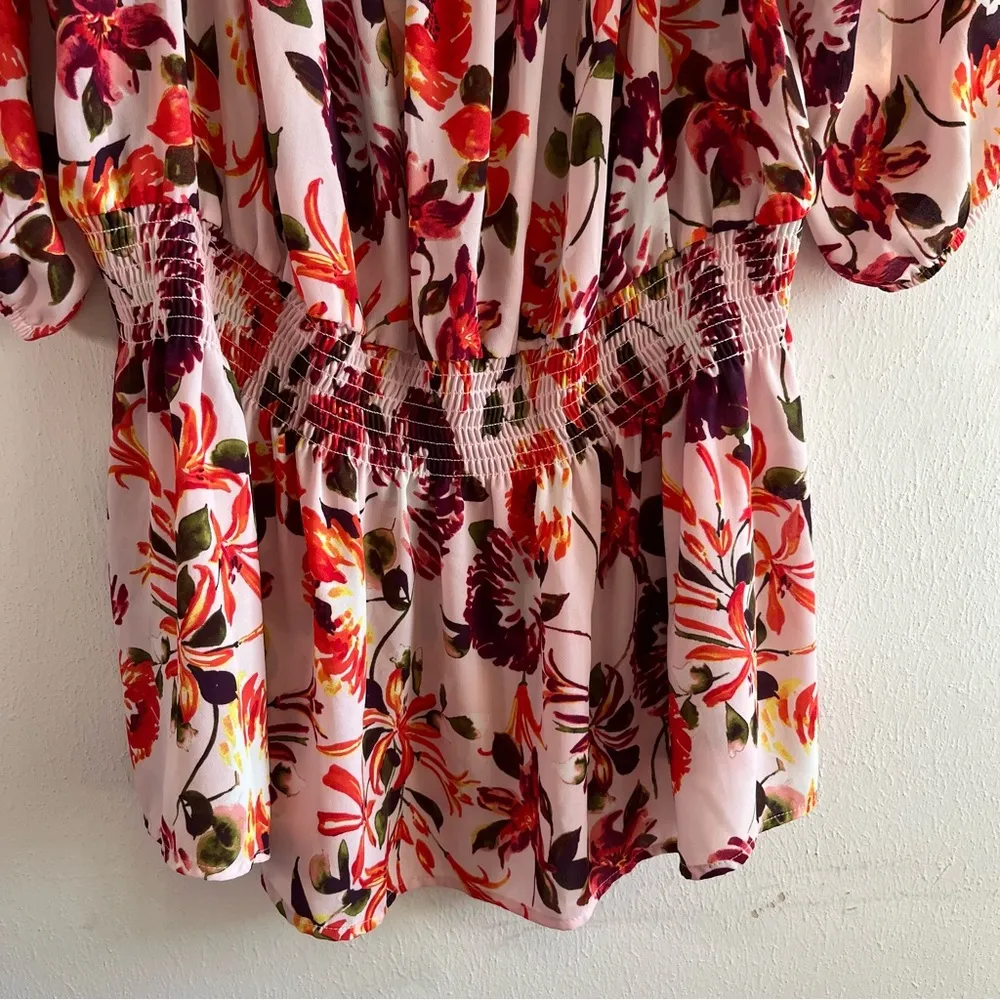 Lane Bryant Blouse Floral Short Sleeve Off The Shoulder Peplum Top Sz 22/24 EUC - Image 6