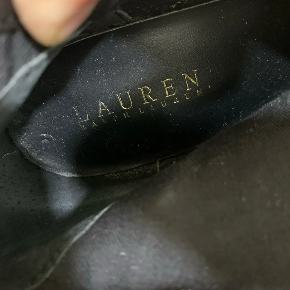 Ralph Lauren Women’s Mara Fringe Black Suede Ankle Boots Booties Gold Hardware 9 - Image 13