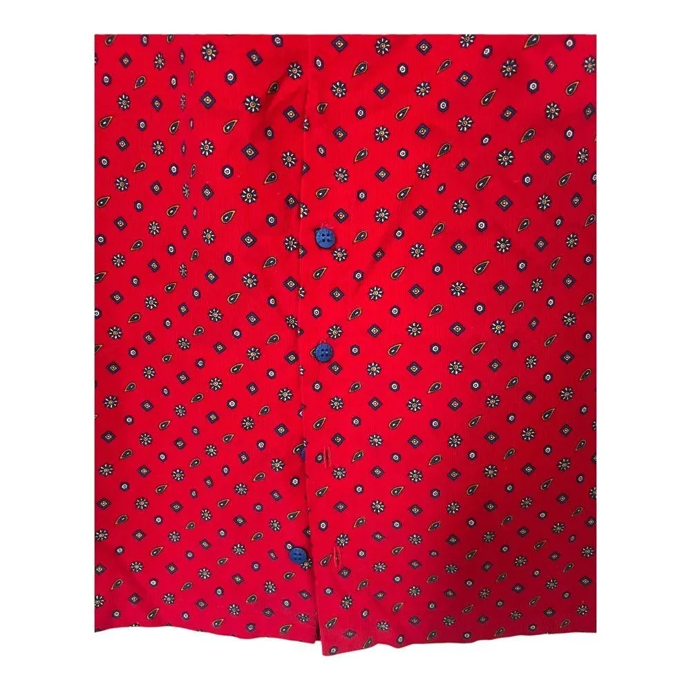 Vintage 1970's Cotton Maxi Skirt Sally Von Verlhof EUC Red Size M - Image 2