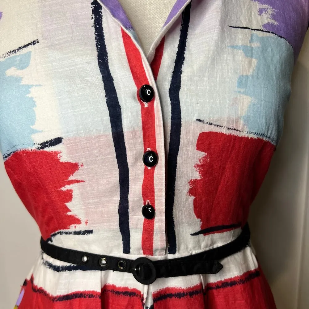 Floreat Anthropologie Women’s Striped Fit and Flare Dress Size 2 - Image 6