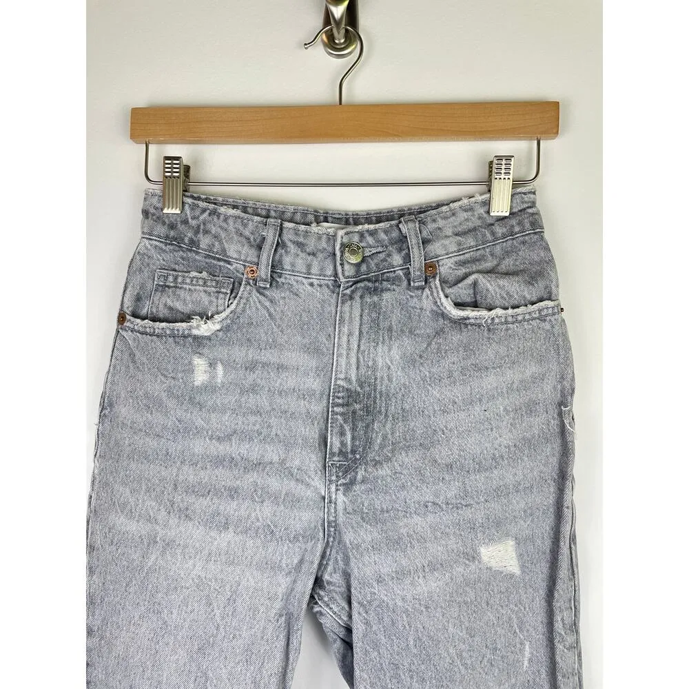 Zara Grey Heavyweight Denim Jeans w/ Distressing Size US 4, Eur 36 - Image 3
