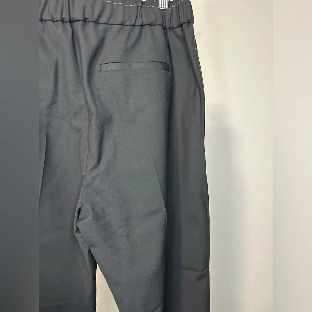 REISS Black Perry Tapered Wool Blend Elastic Waist Trousers Sz 6 Classic - Image 6