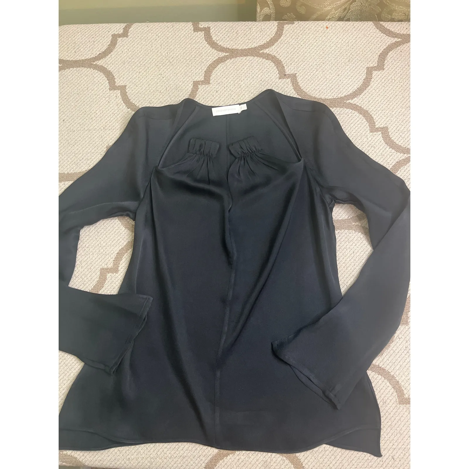 jonathan simkhai krishna top missing gold necklace, size XS, *Flawed Black - Image 3