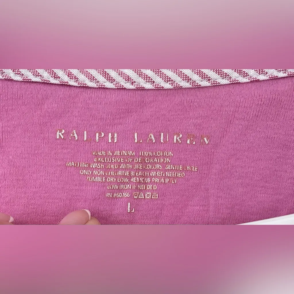 Lauren Ralph Lauren women's cotton henley casual button top shirt; size L - Image 5