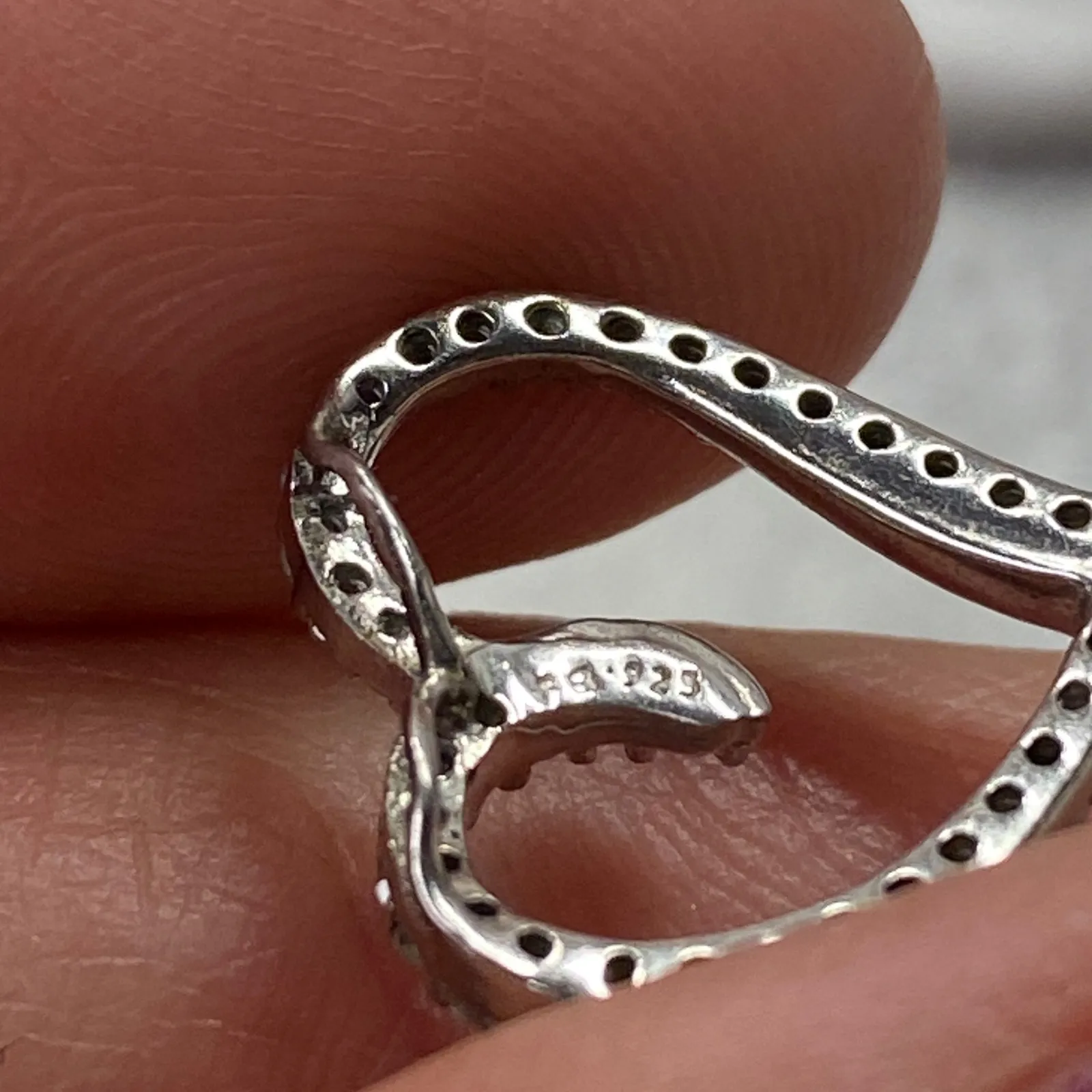 Sterling Silver Heart Pendant Necklace Charm Sparkle Love Valentines Minimalist - Image 3