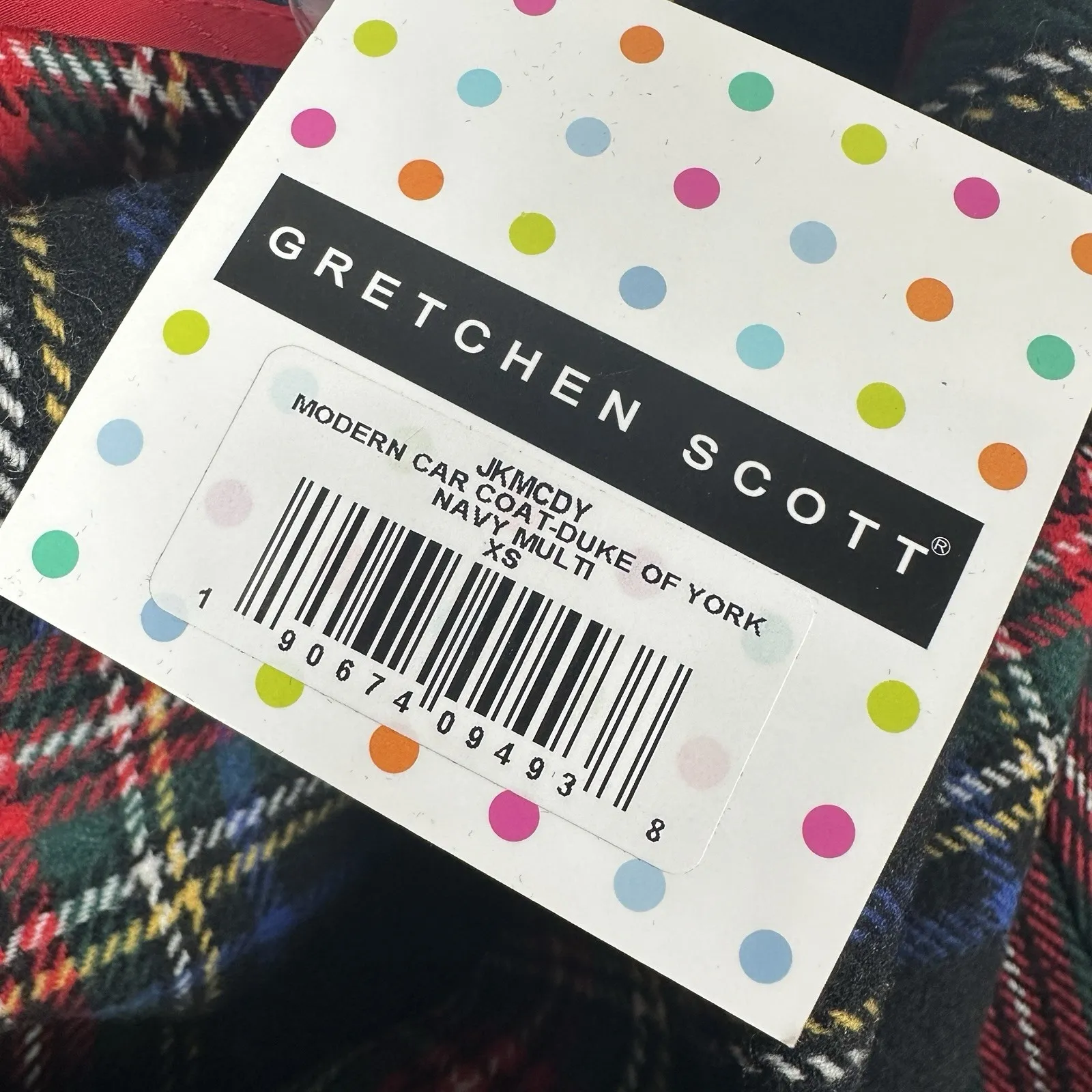 NEW Gretchen Scott Modern Car Coat Wrap Tartan Plaid Womens XS Holiday Christmas Black - Image 9