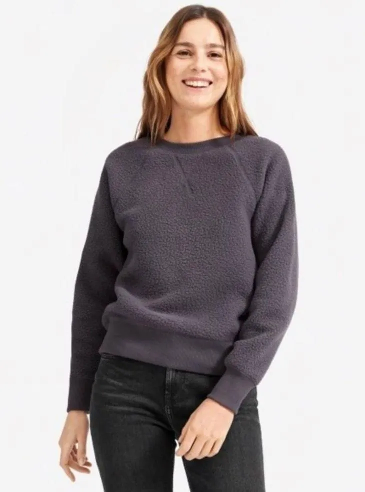 Everlane Renew Fleece Raglan Crewneck Sweatshirt In Pewter Gray - Image 3
