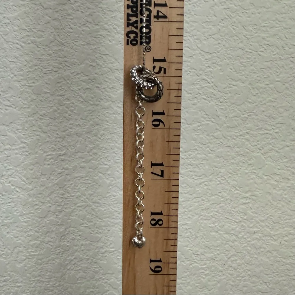 BRIGHTON Silver-plated Pebble Pave Crystal Interlocking Circles Necklace 9g. - Image 11