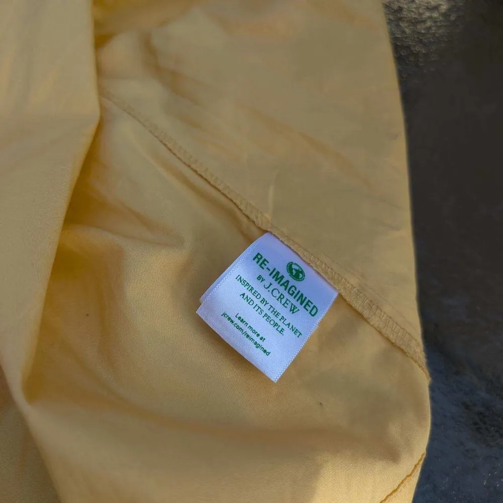 J Crew Cinched Waist Cotton Poplin Yellow Midi Dress XXL Style - Image 7