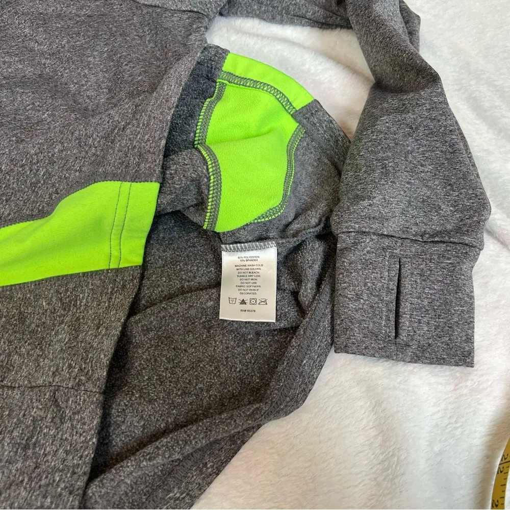 Augusta Sportswear Freedom 1/4 Zip Hooded Pullover Sweatshirt Gray Neon Green XS - Image 4