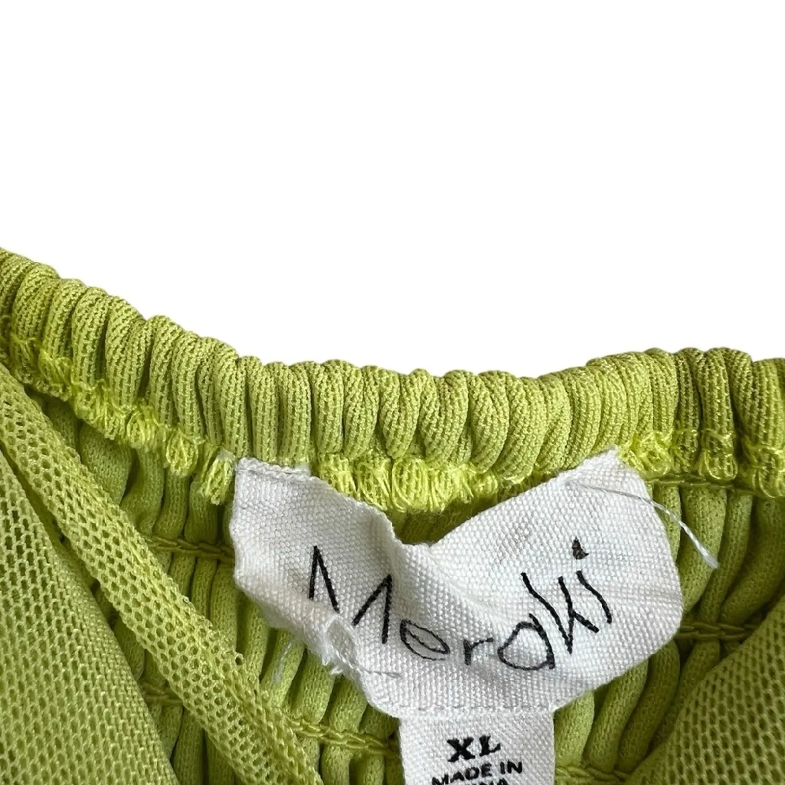 Meraki Cropped Tank Top Womens XL Lime Neon Green Ruched Ruffle Peplum Y2K Indie - Image 4