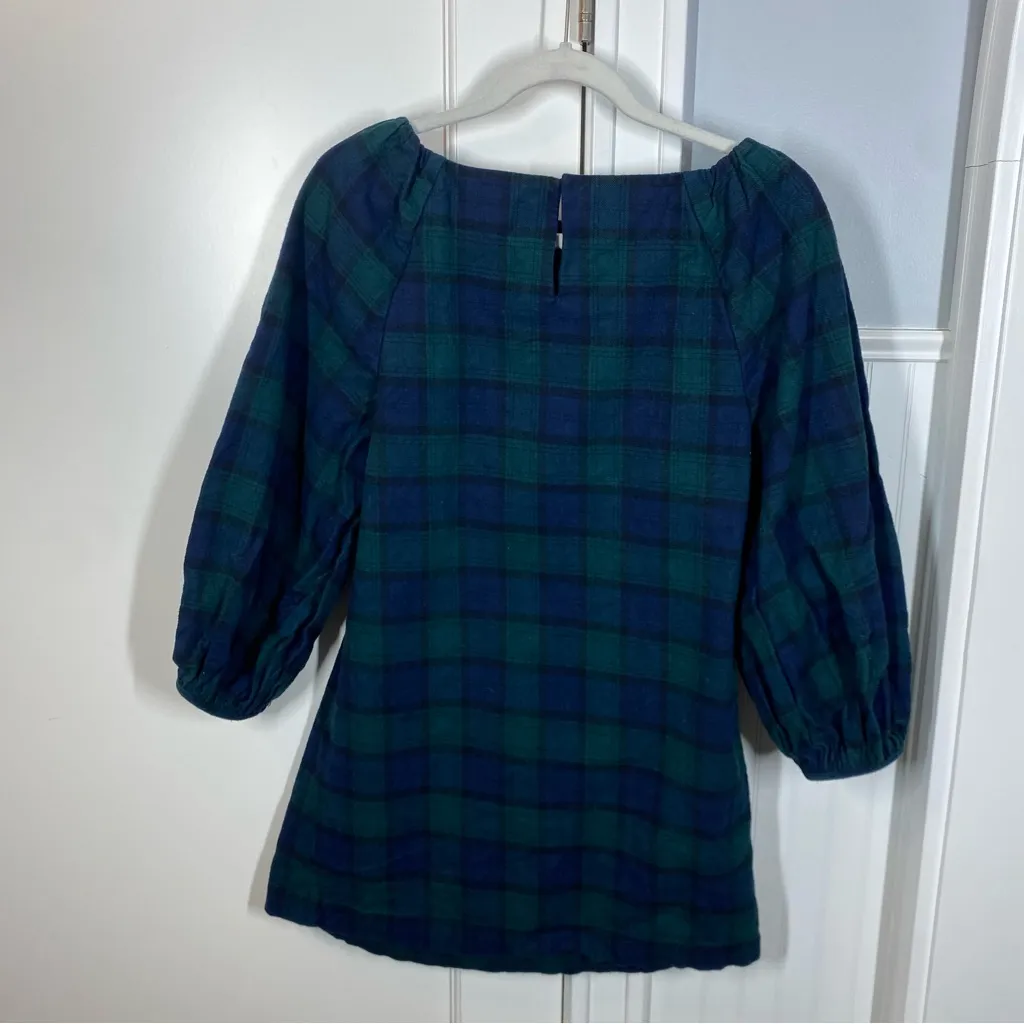 Hill House Araminta Dress Blackwatch Tartan Green Blue Plaid Sz XS Stewart Plaid - Image 7