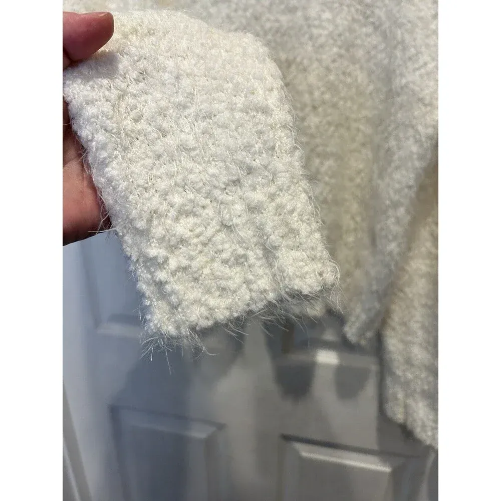 Show Me Your MuMu Cream Off White Cropped‎ Varsity Sweater Nubby Sweater Large - Image 4