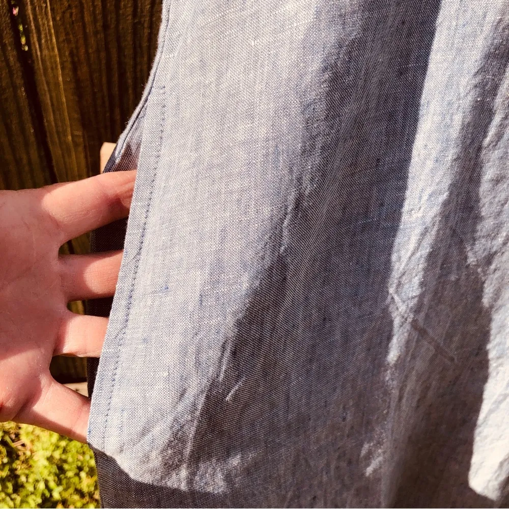 Bryn Walker Bingley Cross Dyed Linen V Neck 3/4 Sleeve Pocketed Waistless Small - Image 5