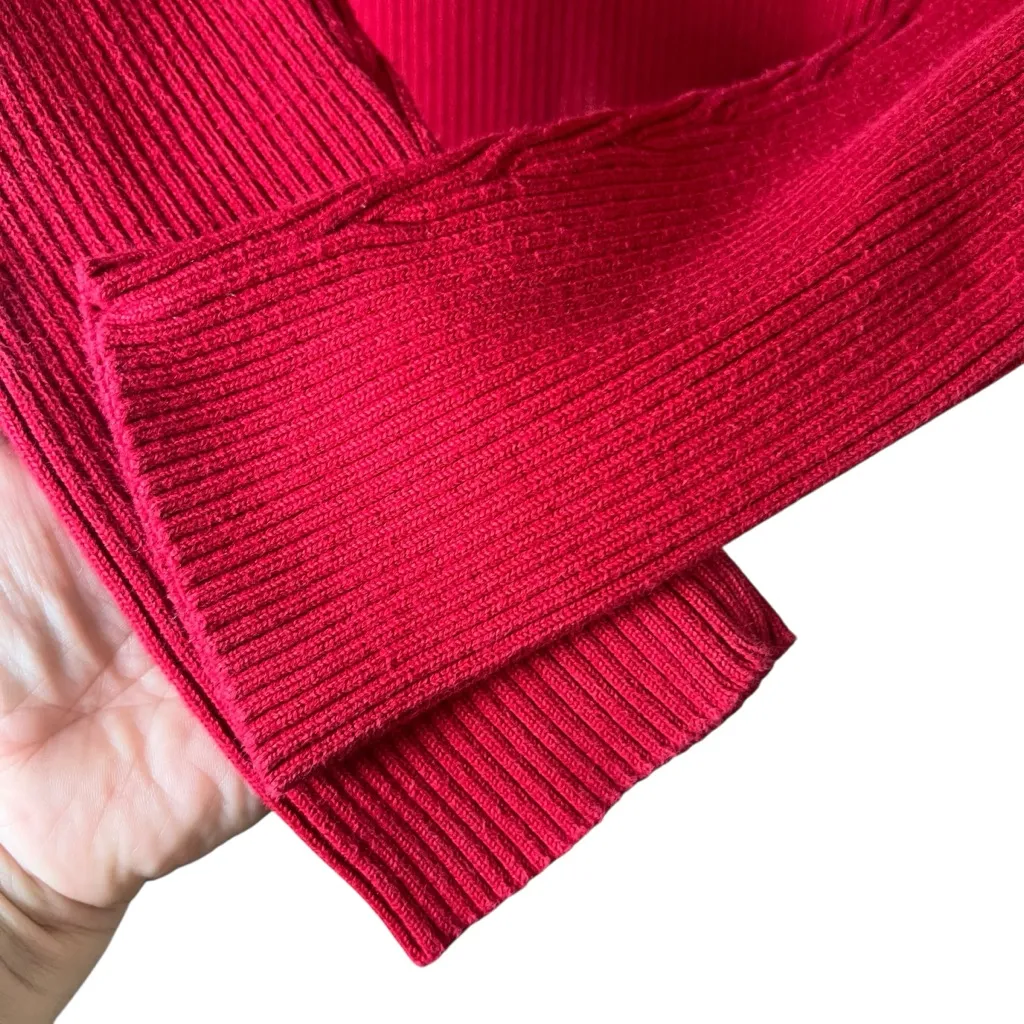 VTG Ralph Lauren LRL Ribbed Cotton Turtleneck Sweater Red Sz L Made in Japan Y2K - Image 4