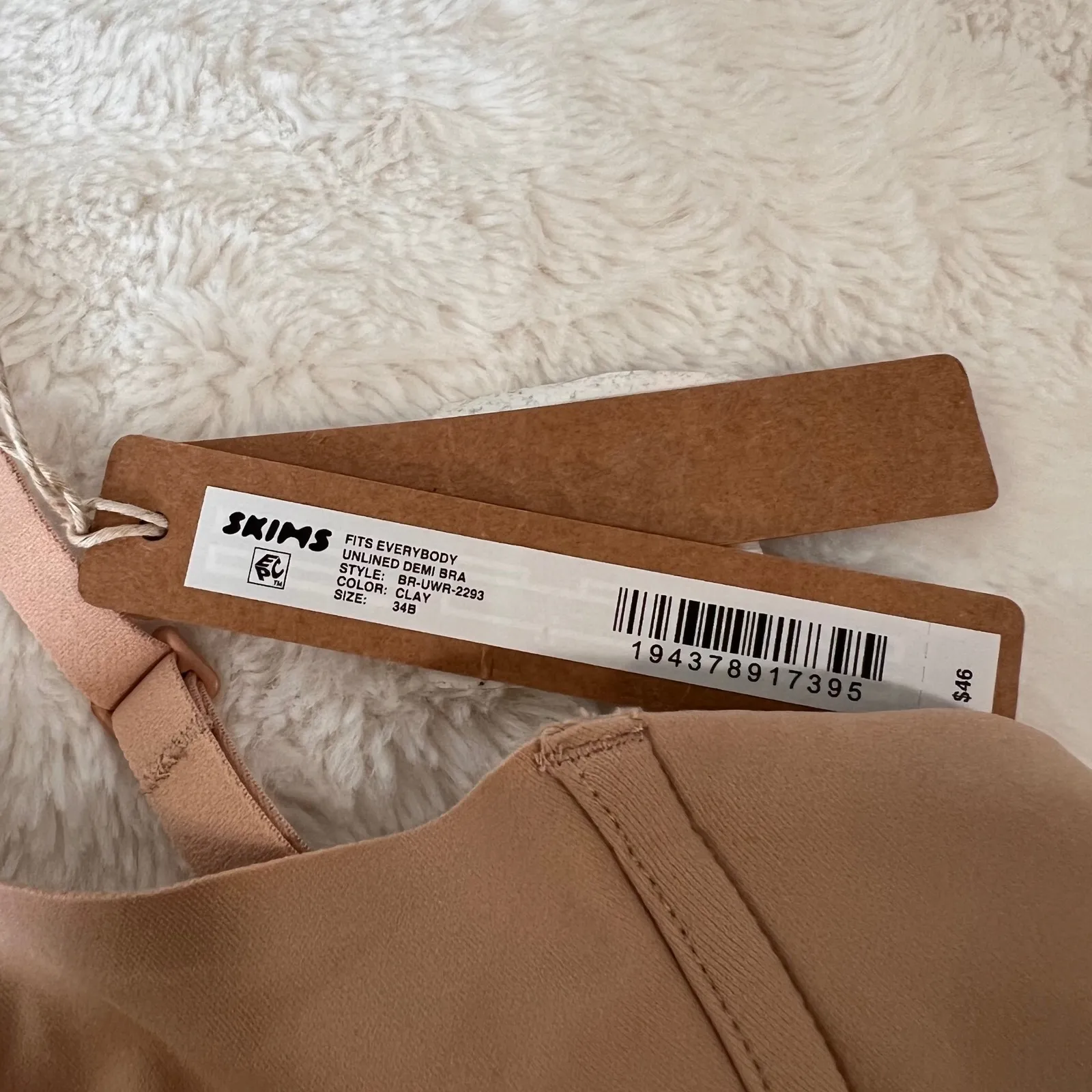 SKIMS Fits Everybody Unlined Demi Bra Clay Color Style BR-UHW-2293 Size 34B NWT - Image 2