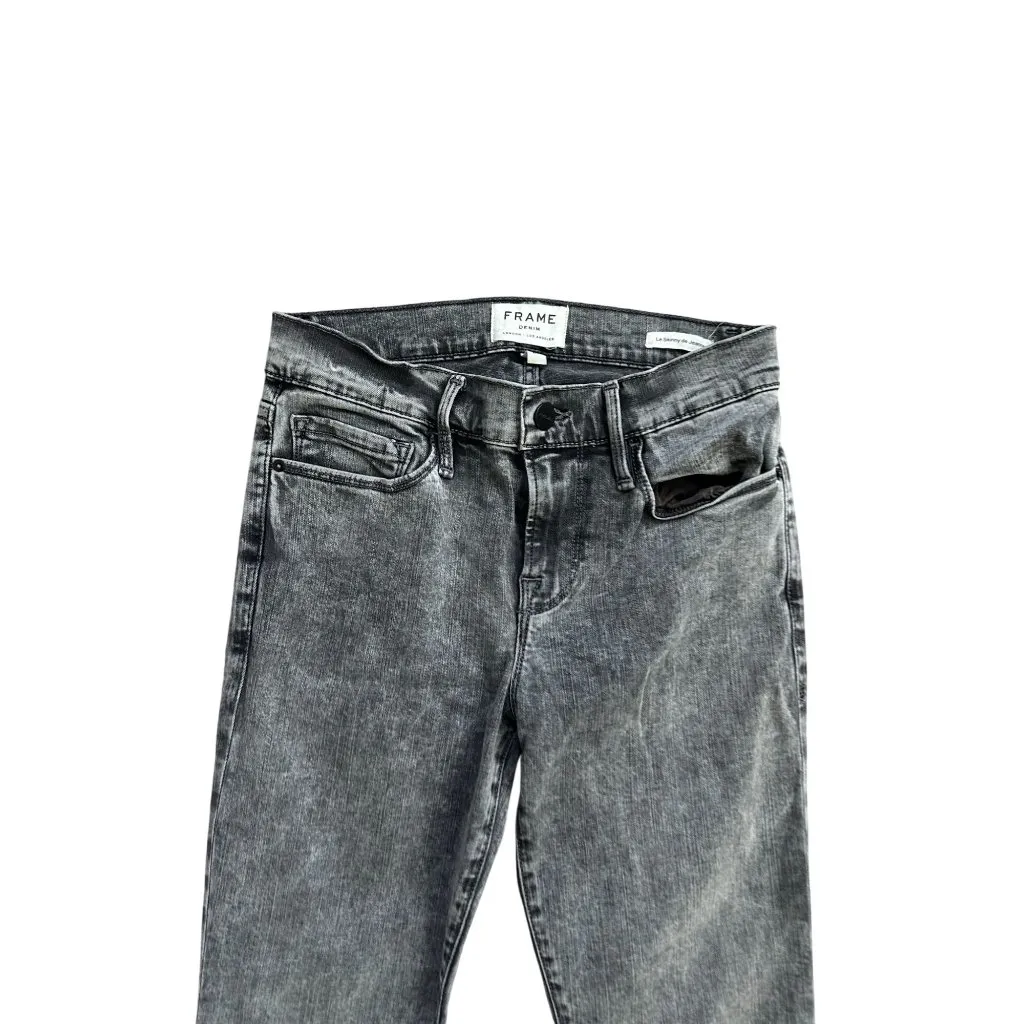 FRAME Black Gray Wash Le Skinny de Jeanne Frayed Ankle  Jeans Size 27 - Image 7