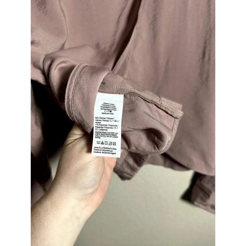 Madewell Mauve Long Sleeve Relaxed Tulip-Back Top Crop Size XS Oversized - Image 9