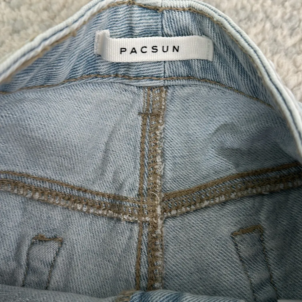 Pacsun Light Blue Distressed Denim Shorts - Image 2