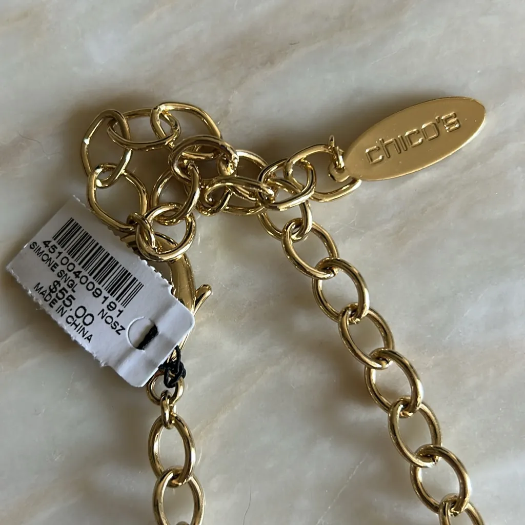 Chicos Women’s Tortoise & Gold Tone Statement Necklace Bracelets & Earring‎ Set - Image 10