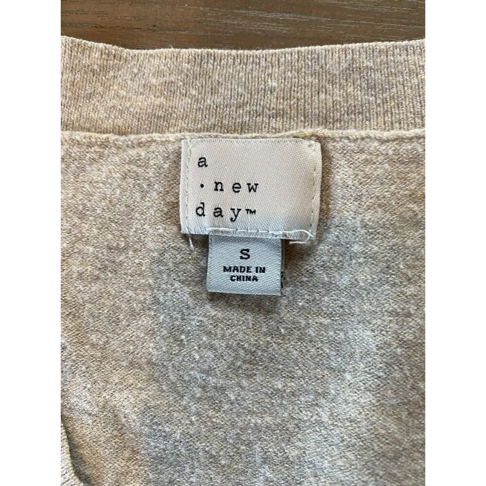 A New Day Sweater Size Small Oatmeal V Neck Knit Top Fine Gauge Pullover Target - Image 5