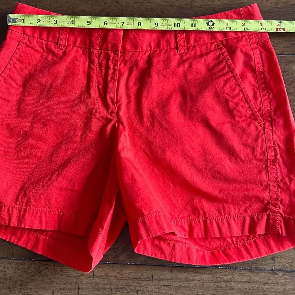 J. Crew Bright Red Broken Chino Shorts 5” inseam 100% Cotton Size 2 - Image 4