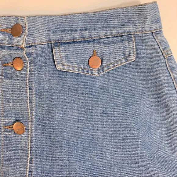 Ciminy Paris Button Down Raw Hem Denim Skirt‎ Size Small Blue - Image 3