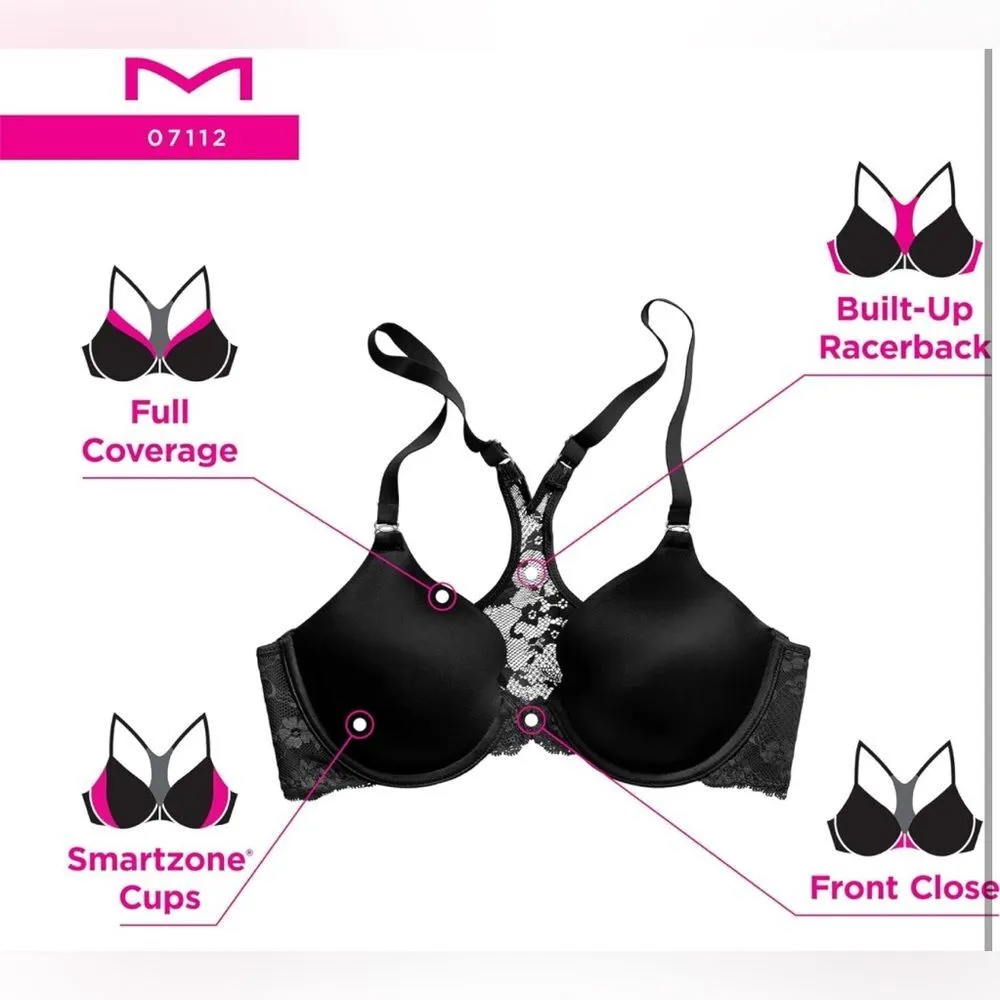 Maidenform T-shirt Bra Lightly-lined Underwire Racerback Black (303) - Image 5