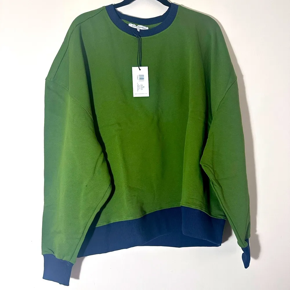 Weworewhat Color block Crew neck 100%cotton Sweatshirt XL NWT - Image 5