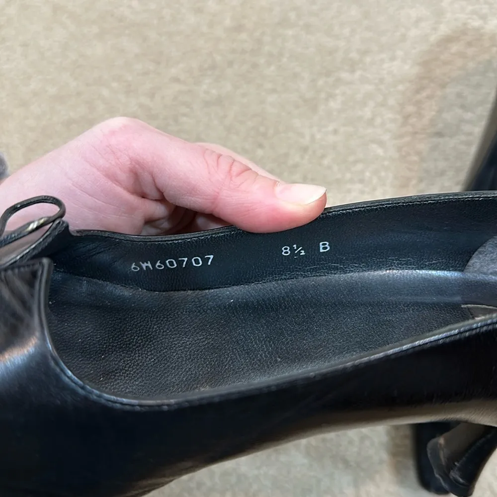 Stuart Weitzman Black Leather Kitten Heel Bow Vintage Pointed Toe Women 8.5B - Image 7