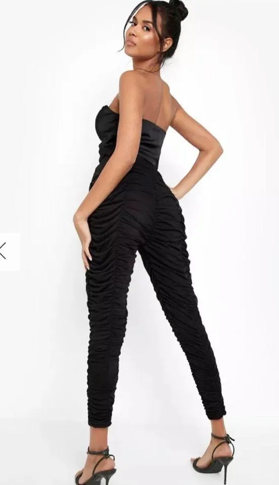 NEW Forever 21  Black Ruched Jumpsuit M - Image 11