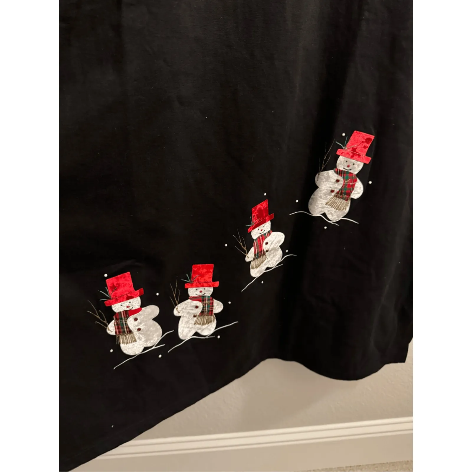 Vintage Karla Marie Applique Snowman Maxi Dress Black Slit Hem Size 2X - Image 10
